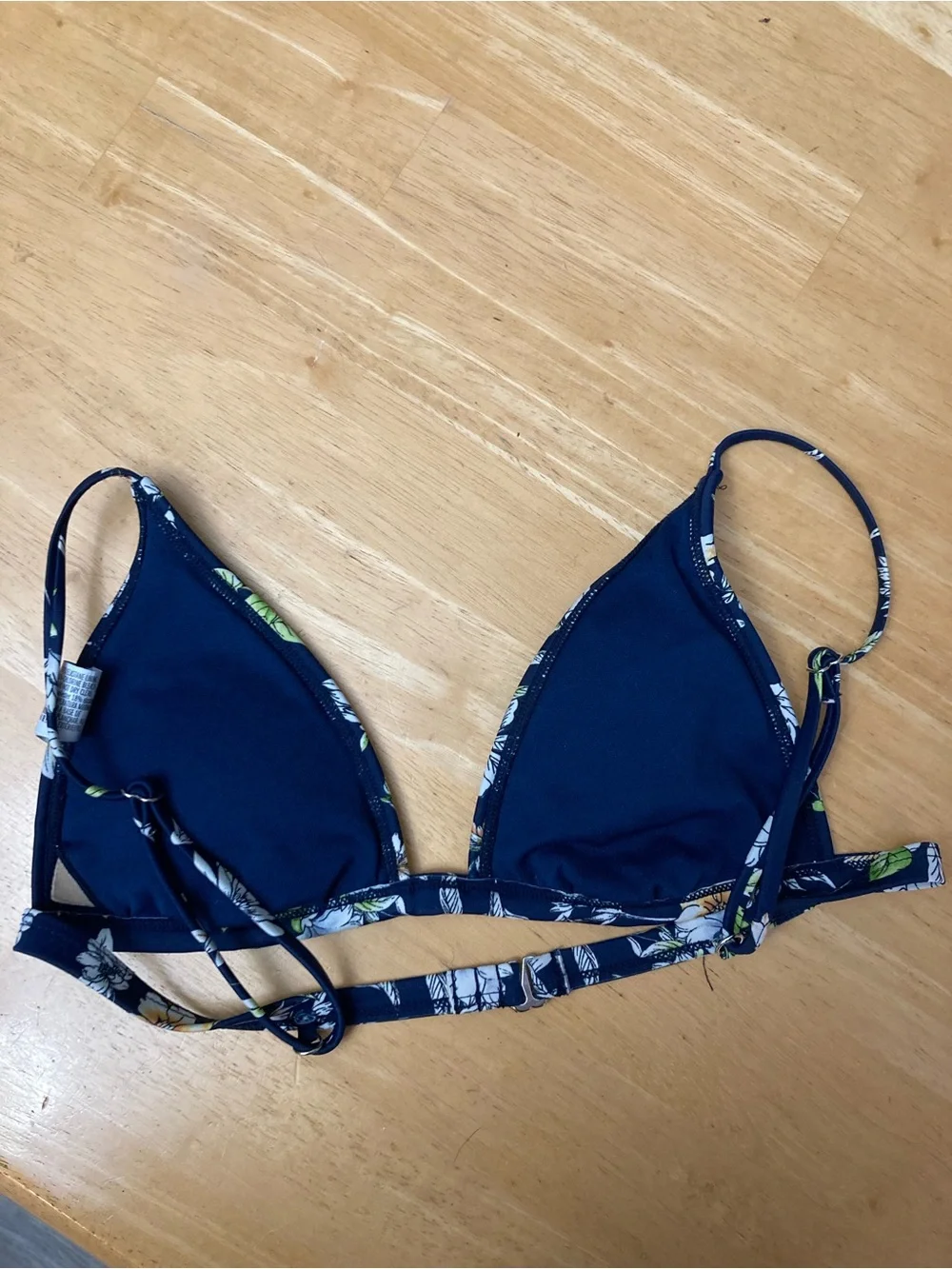 Forever 21 Navy Floral Triangle Bikini Top
